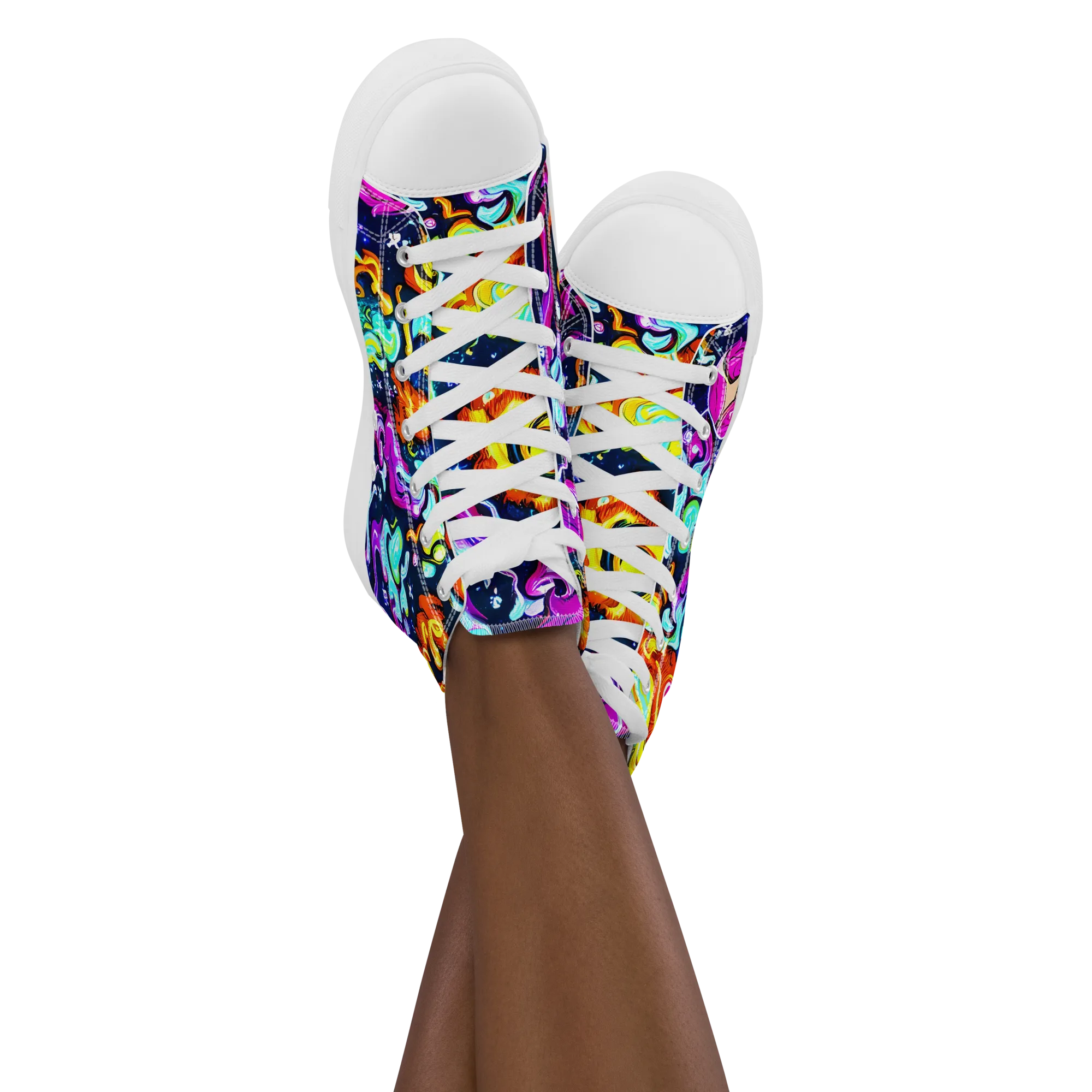 The Neon Dream on Women's High Top Canvas Shoes — Front