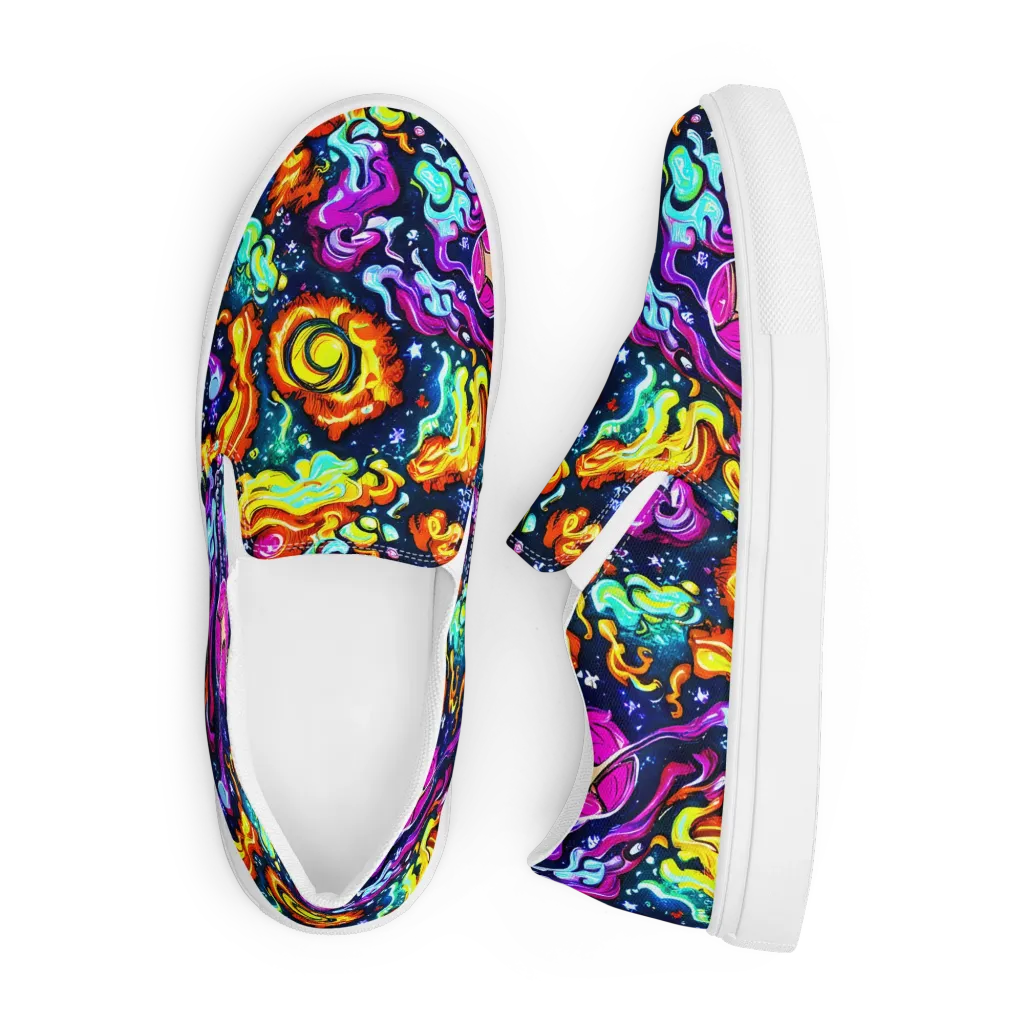 The Neon Dream on Men's Slip-On Canvas Shoes — Front