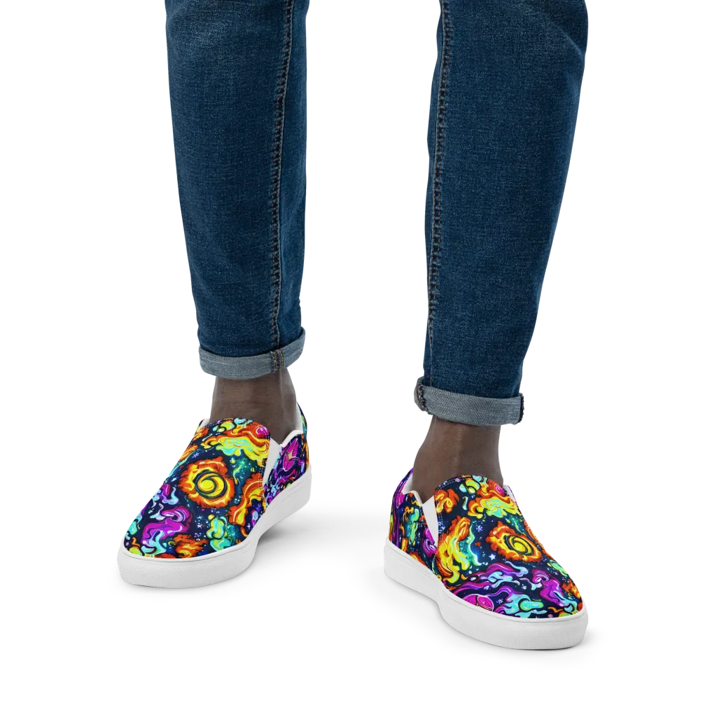 The Neon Dream on Men's Slip-On Canvas Shoes — Front
