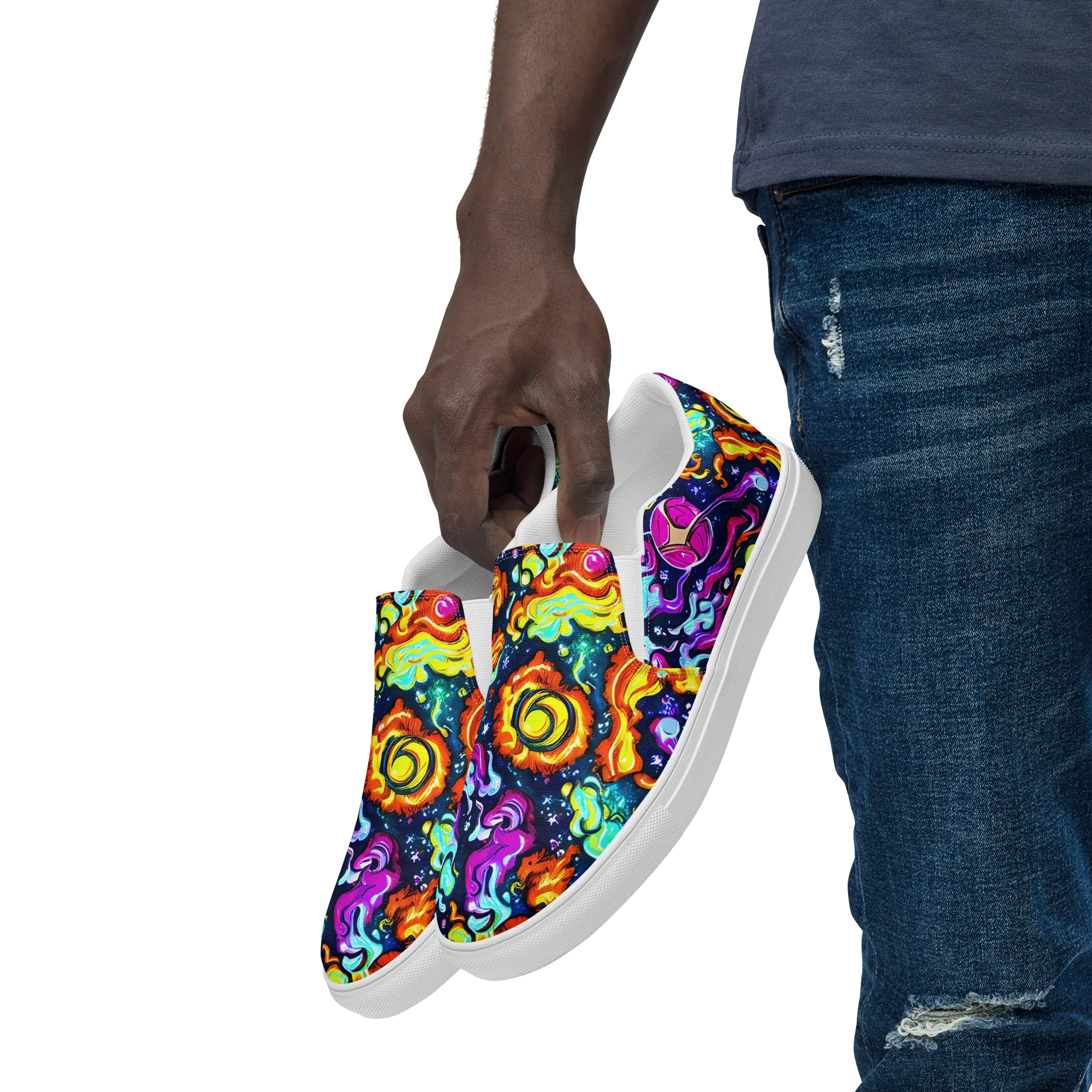 The Neon Dream on Men's Slip-On Canvas Shoes — Left Front