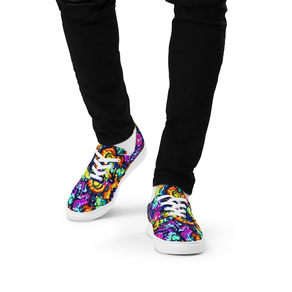 The Neon Dream on Men's Lace-Up Canvas Shoes — Front