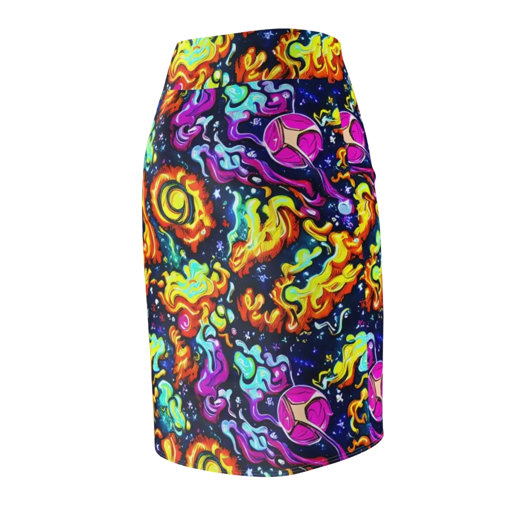 The Neon Dream on Pencil Skirt — Back Side