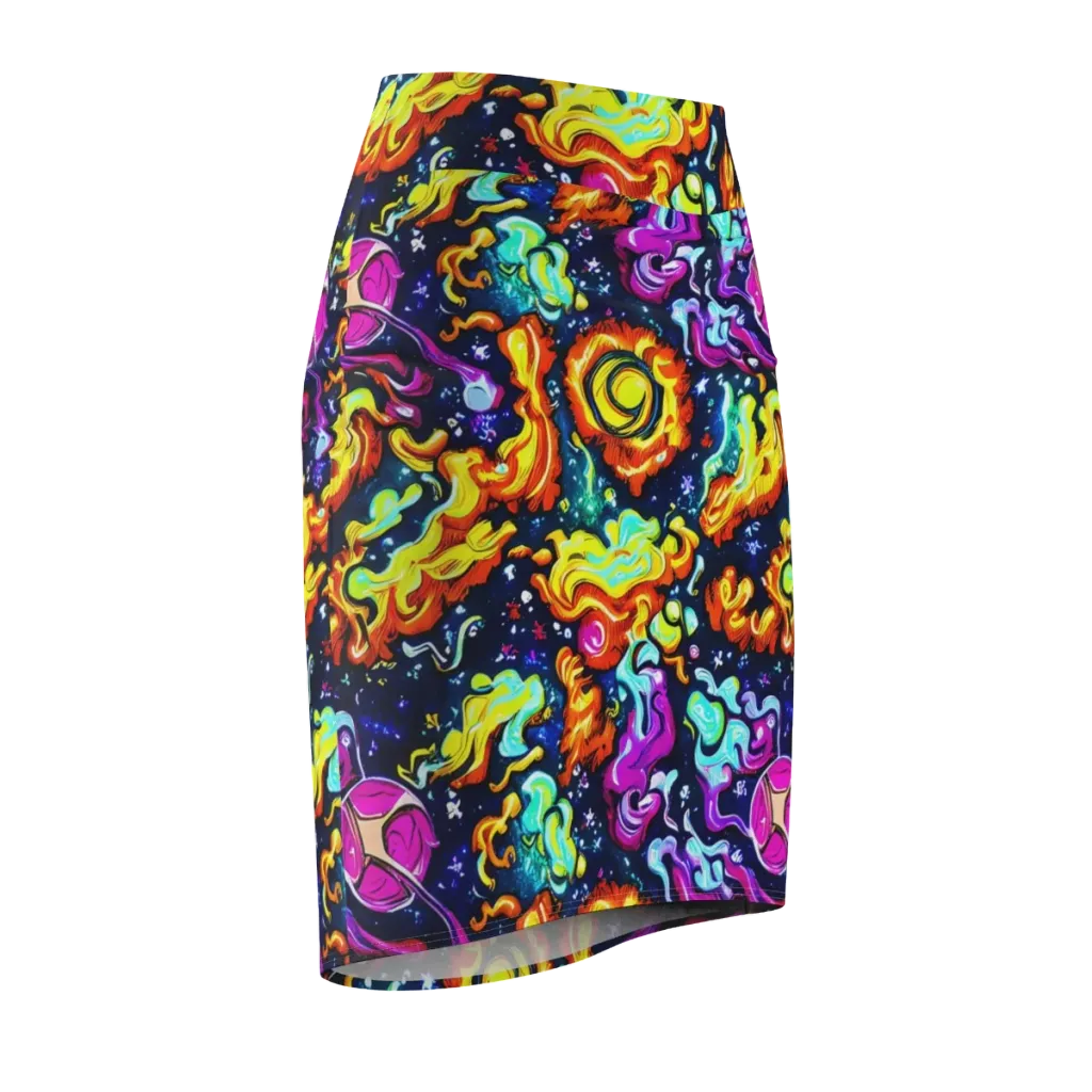 The Neon Dream on Pencil Skirt — Front Side