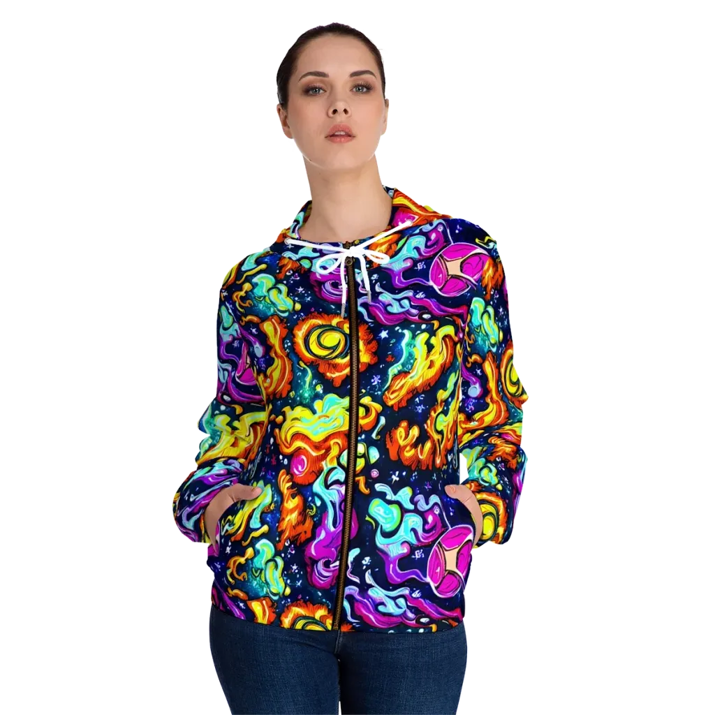 The Neon Dream on Women's Full-Zip Hoodie — Front On Person