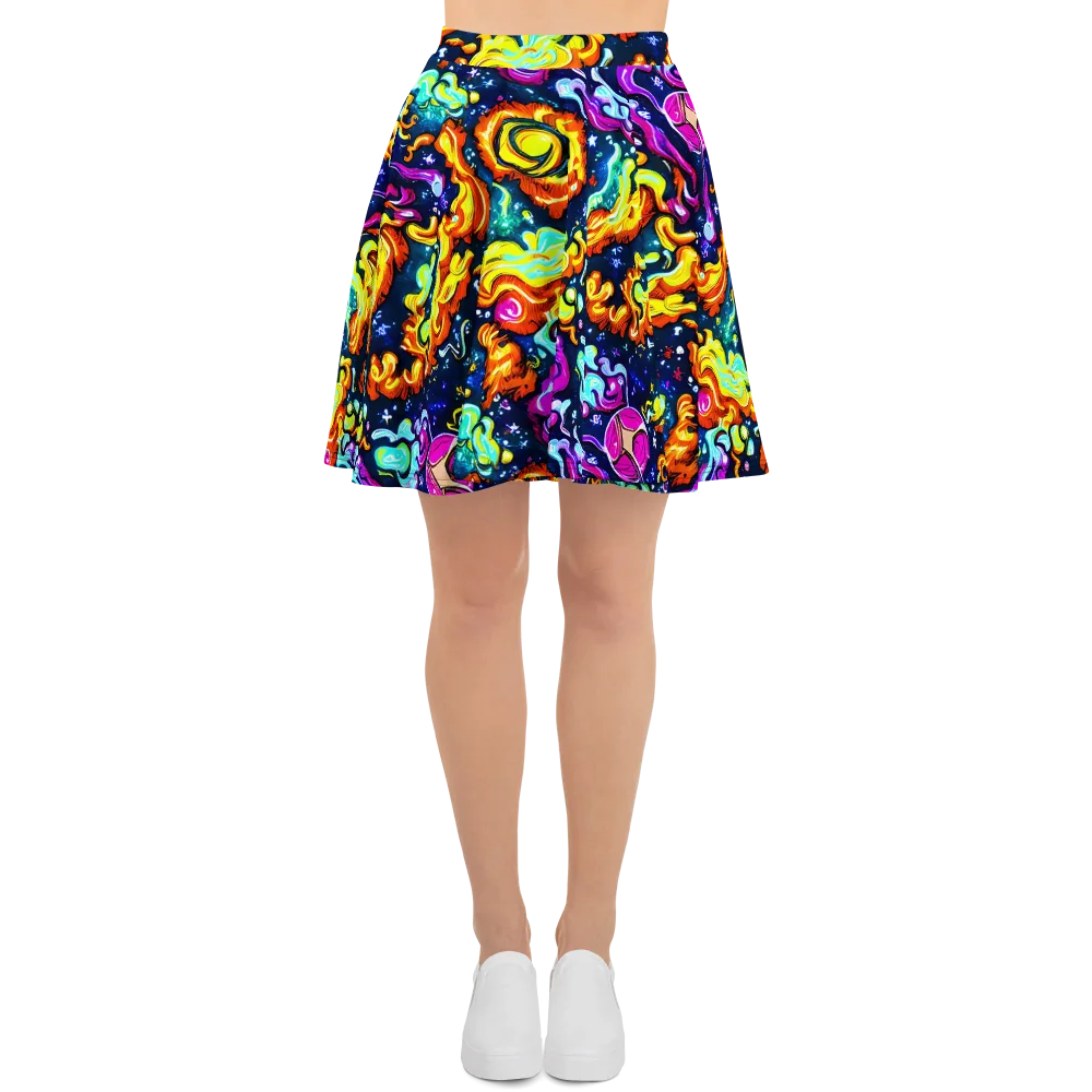 The Neon Dream on Skater Skirt — Front