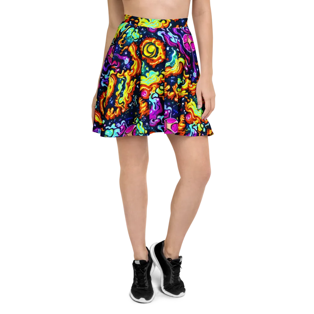 The Neon Dream on Skater Skirt — Front