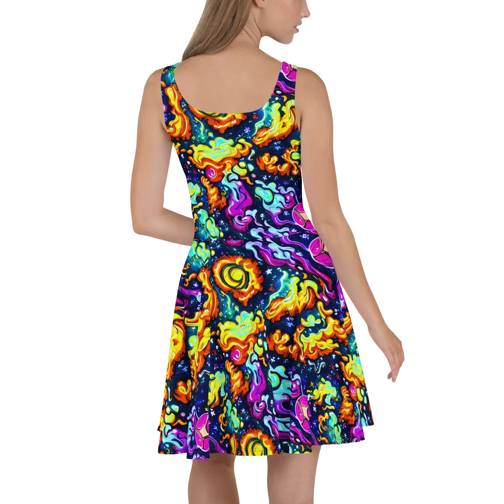 The Neon Dream on Skater Dress — Back