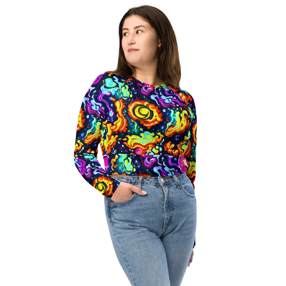 The Neon Dream on Long Sleeve Crop Top — Front