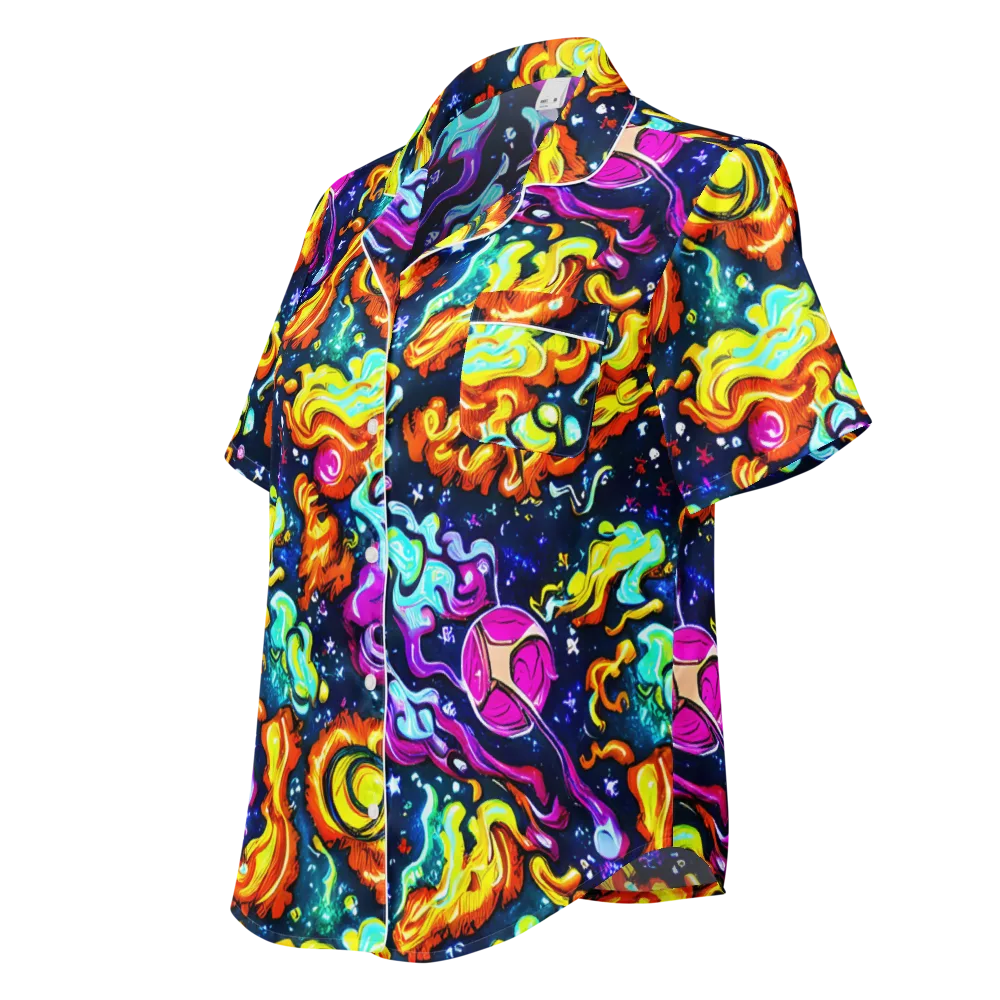 The Neon Dream on Women's Short Sleeve Pajama Top — Left Front