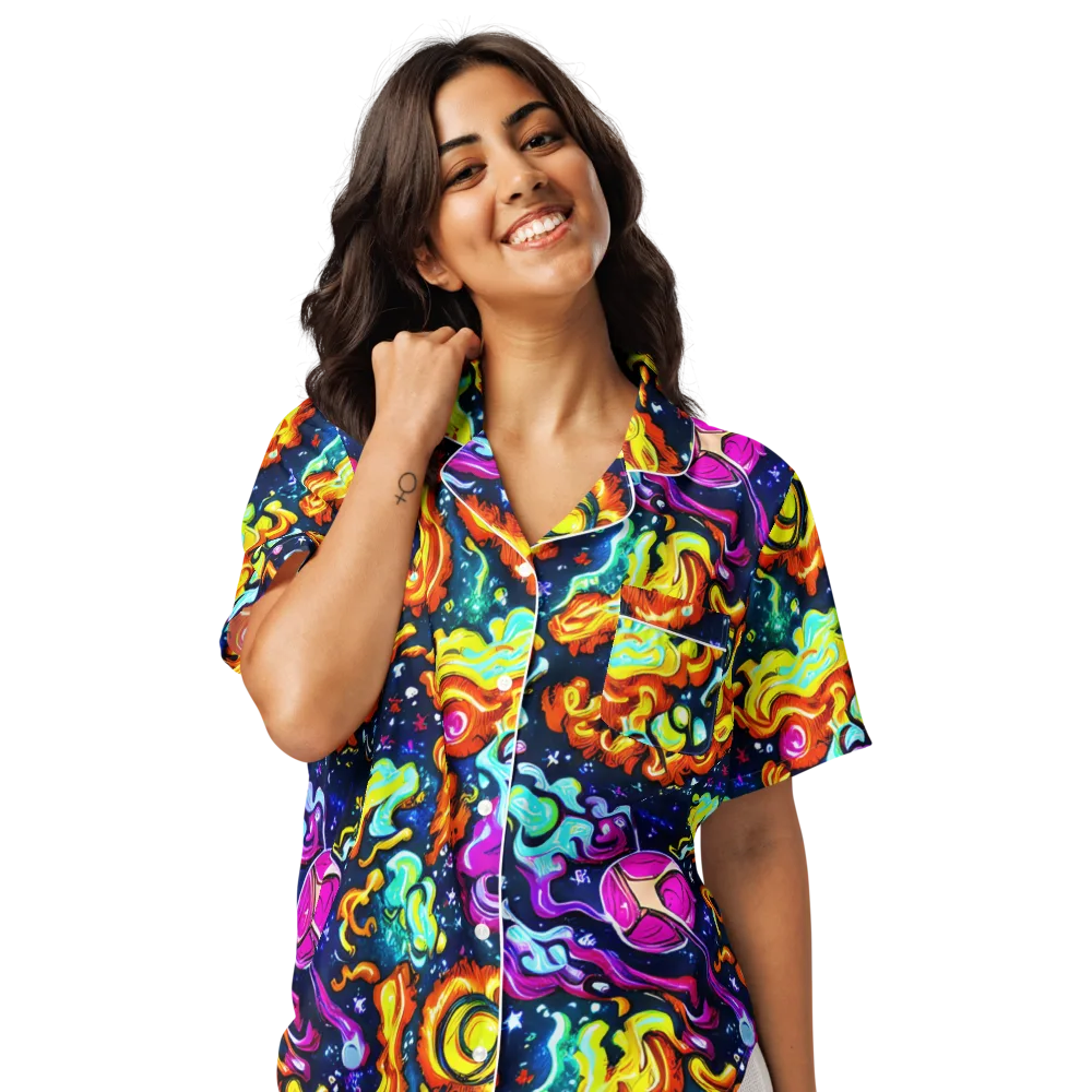 The Neon Dream on Women's Short Sleeve Pajama Top — Front