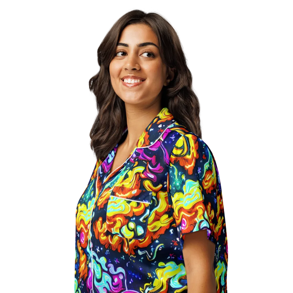 The Neon Dream on Women's Short Sleeve Pajama Top — Left Front