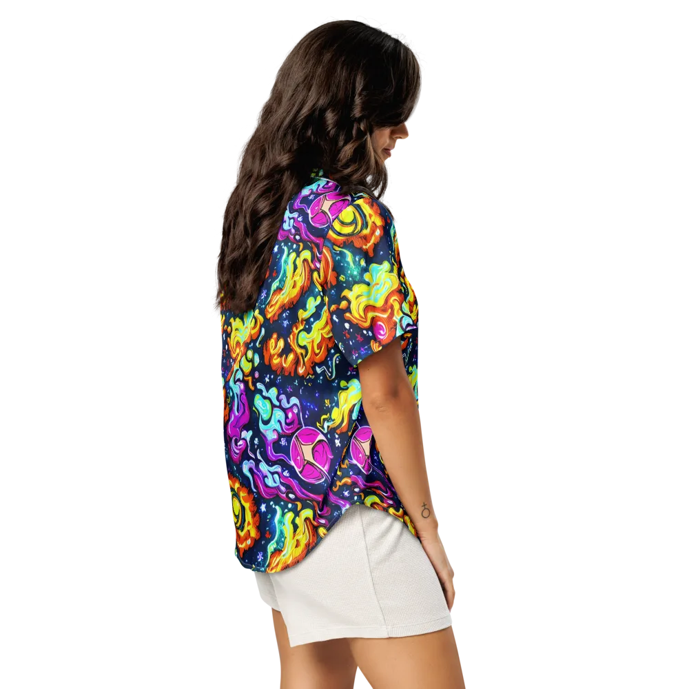 The Neon Dream on Women's Short Sleeve Pajama Top — Right Back