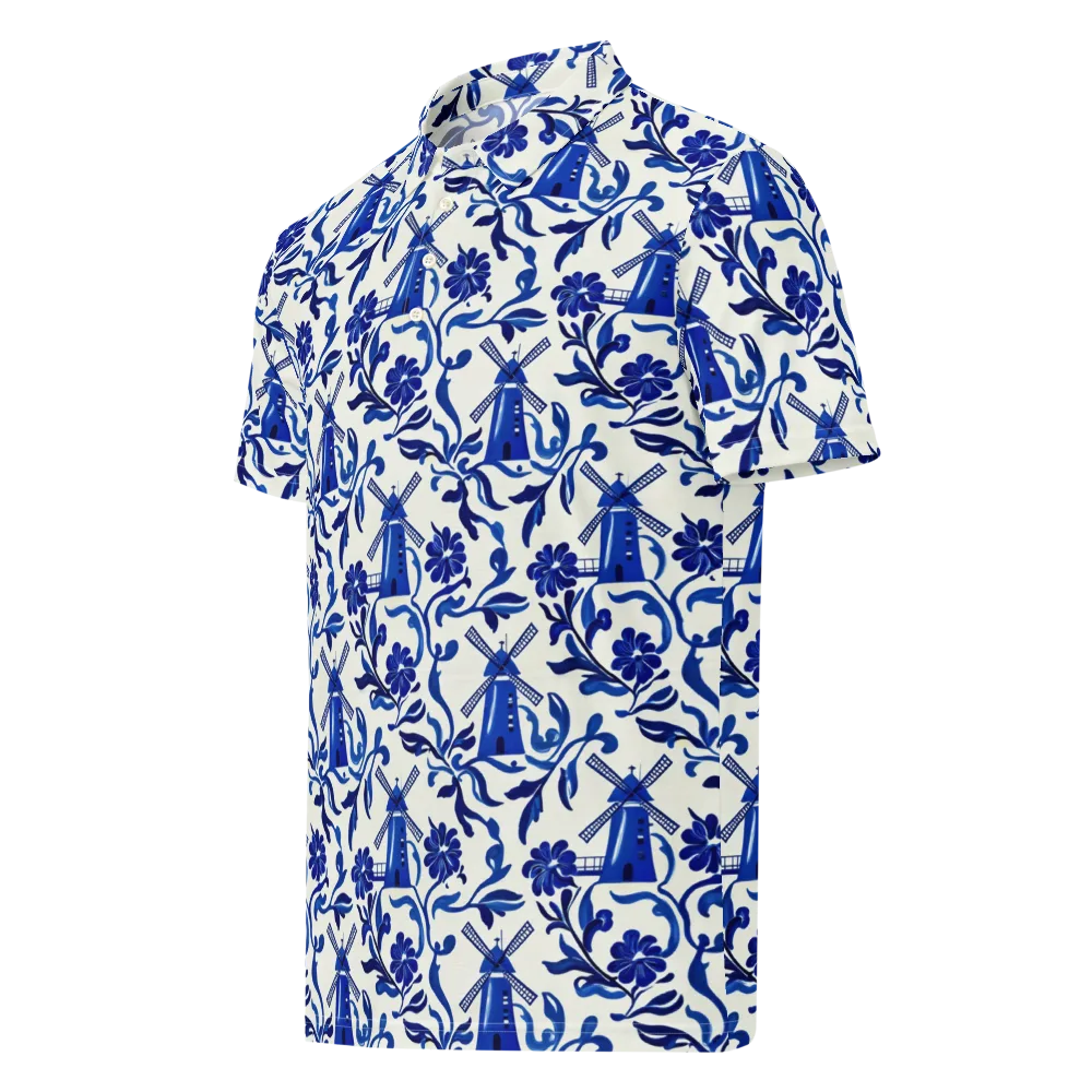 Blue Delft Breeze on Men's Slim Fit Polo Shirt — Left Front