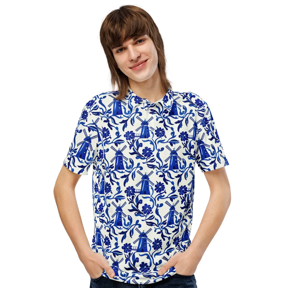 Blue Delft Breeze on Men's Slim Fit Polo Shirt — Front