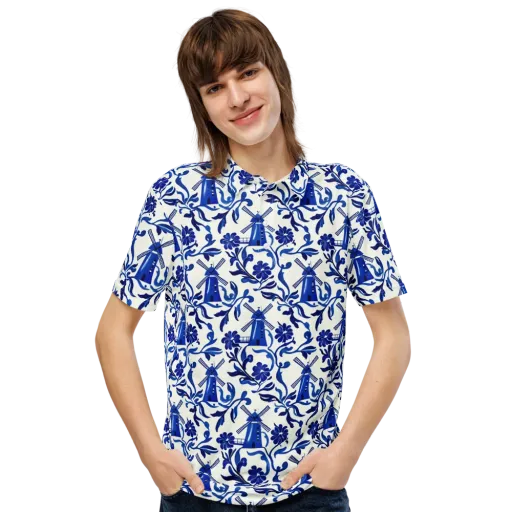 Blue Delft Breeze on a Men's Slim Fit Polo Shirt