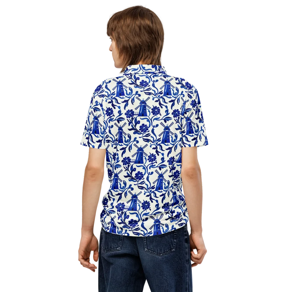Blue Delft Breeze on Men's Slim Fit Polo Shirt — Back