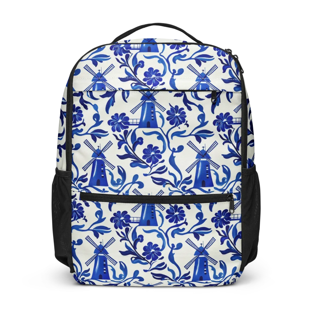 Blue Delft Breeze on Utility Backpack — Front