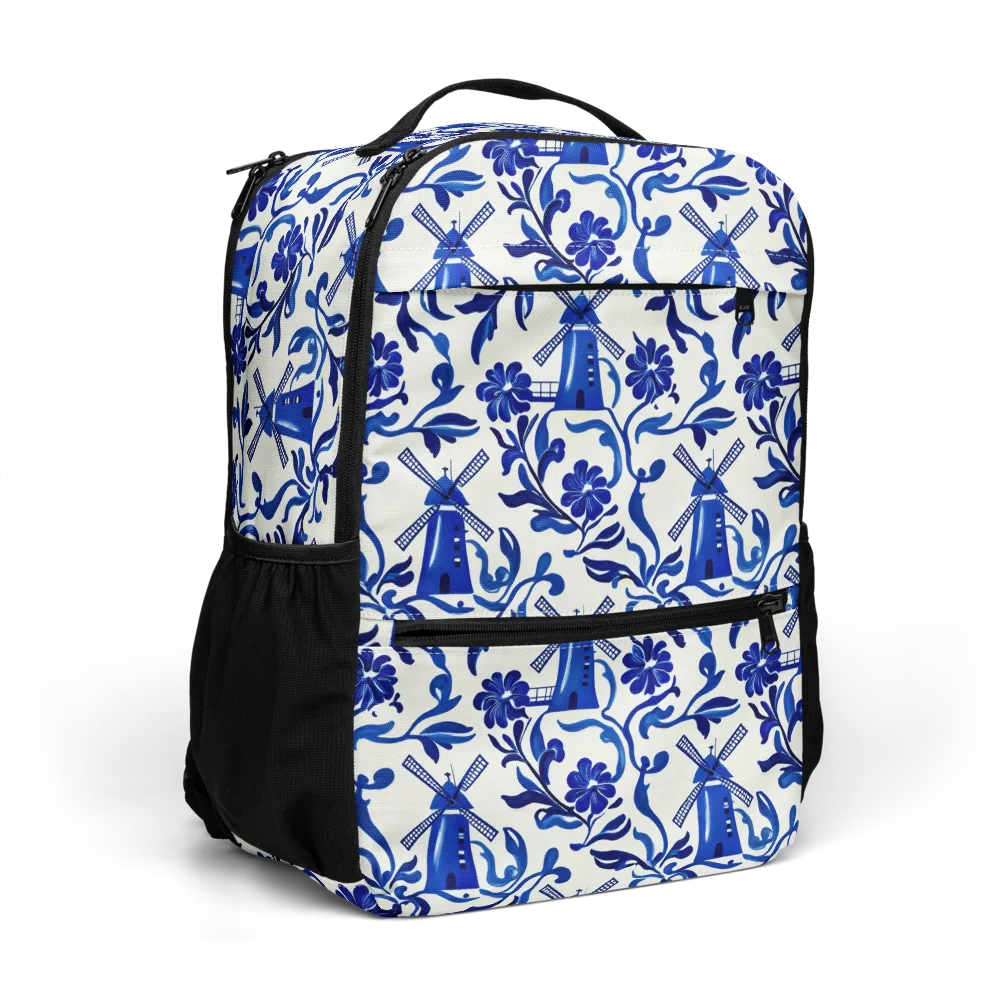 Blue Delft Breeze on Utility Backpack — Right Front