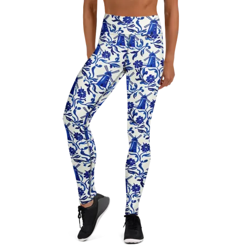 Blue Delft Breeze on a Yoga Leggings