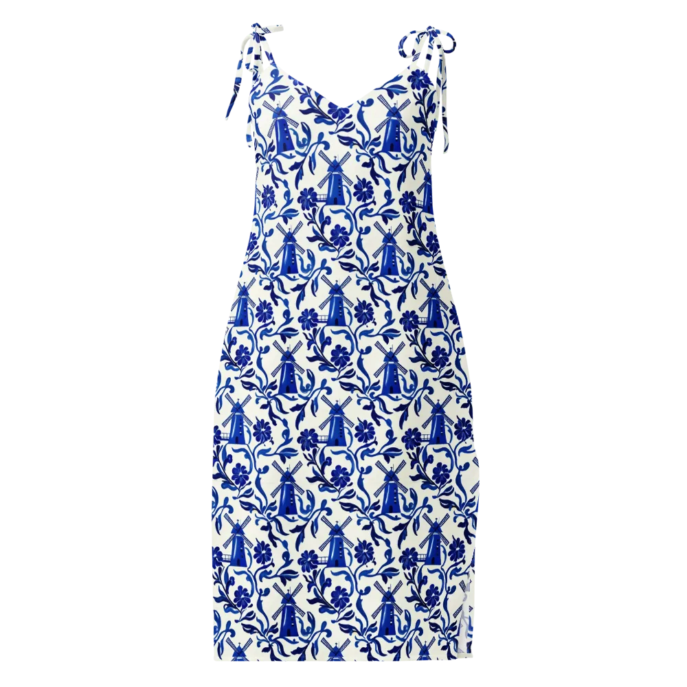 Blue Delft Breeze on Slip Dress — Front