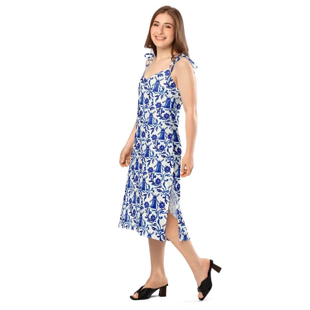 Blue Delft Breeze on Slip Dress — Left Front
