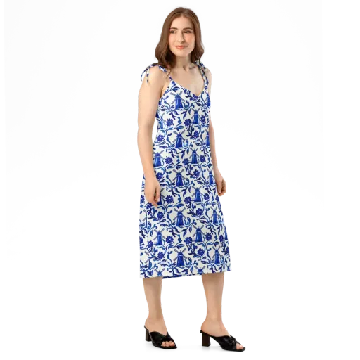 Blue Delft Breeze on a Slip Dress