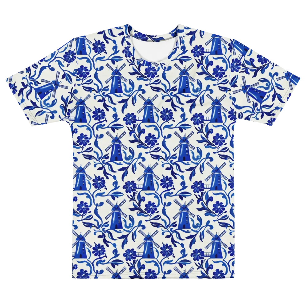 Blue Delft Breeze on Men's Cotton Crew Neck T-Shirt — Front