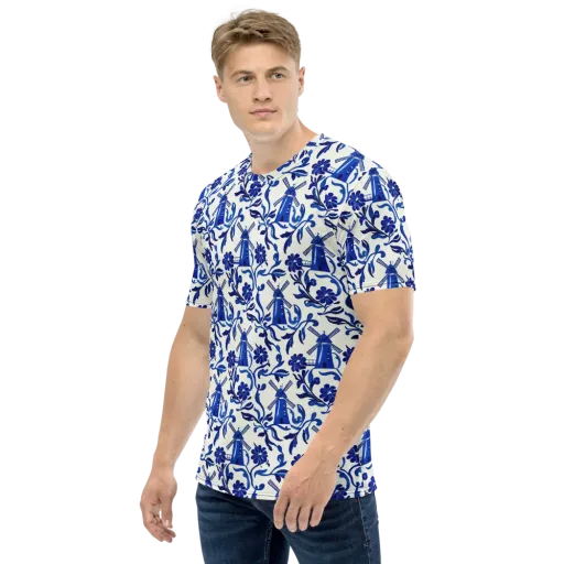 Blue Delft Breeze on a Men's Crew Neck T-Shirt