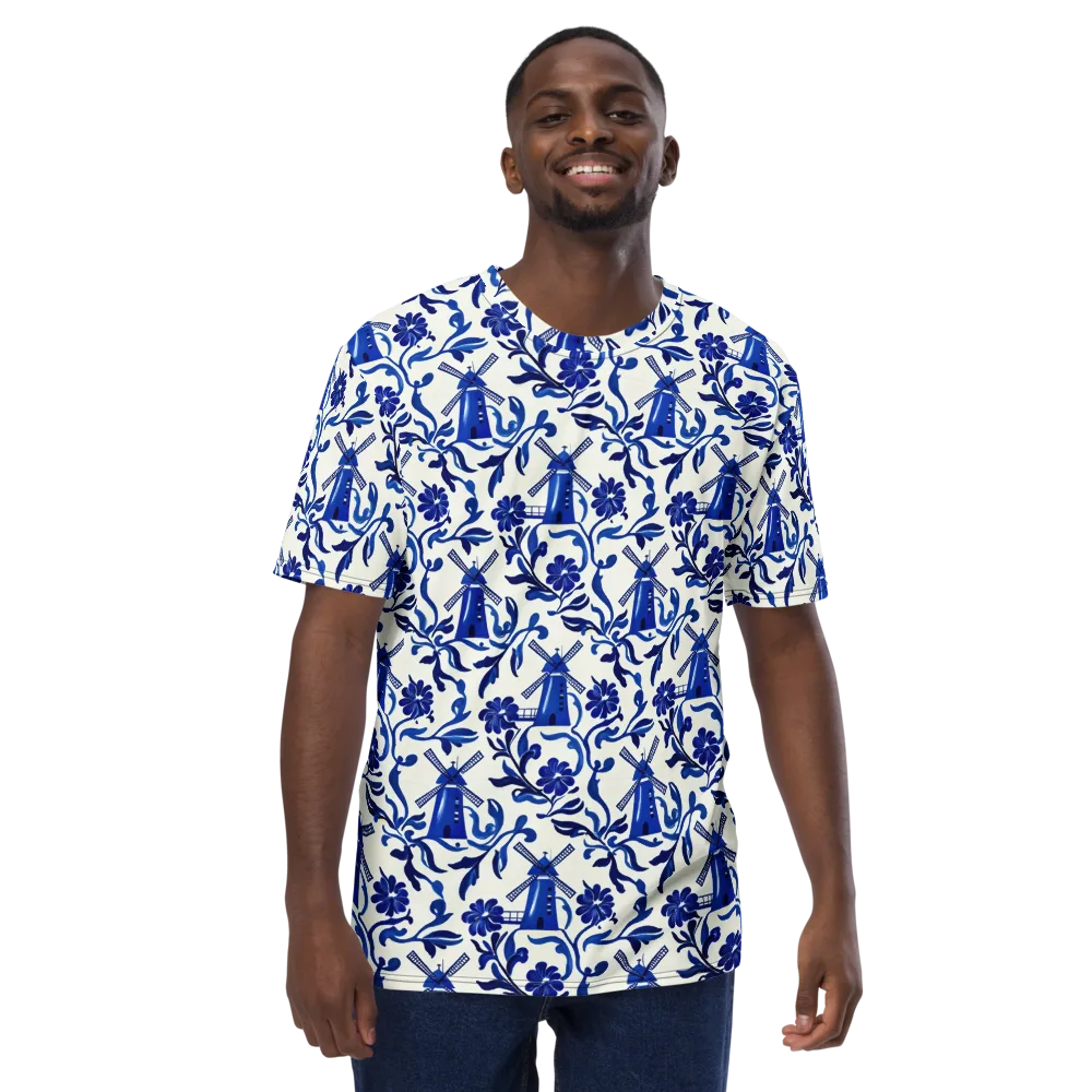 Blue Delft Breeze on Men's Crew Neck T-Shirt — Front