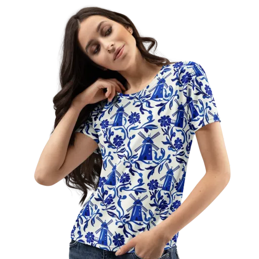 Blue Delft Breeze on a Women's Crew Neck T-Shirt