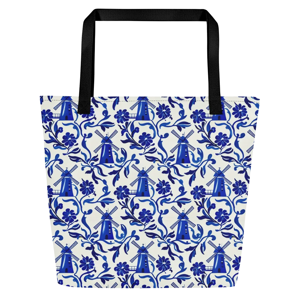 Blue Delft Breeze on Large Tote Bag W/ Pocket — Front