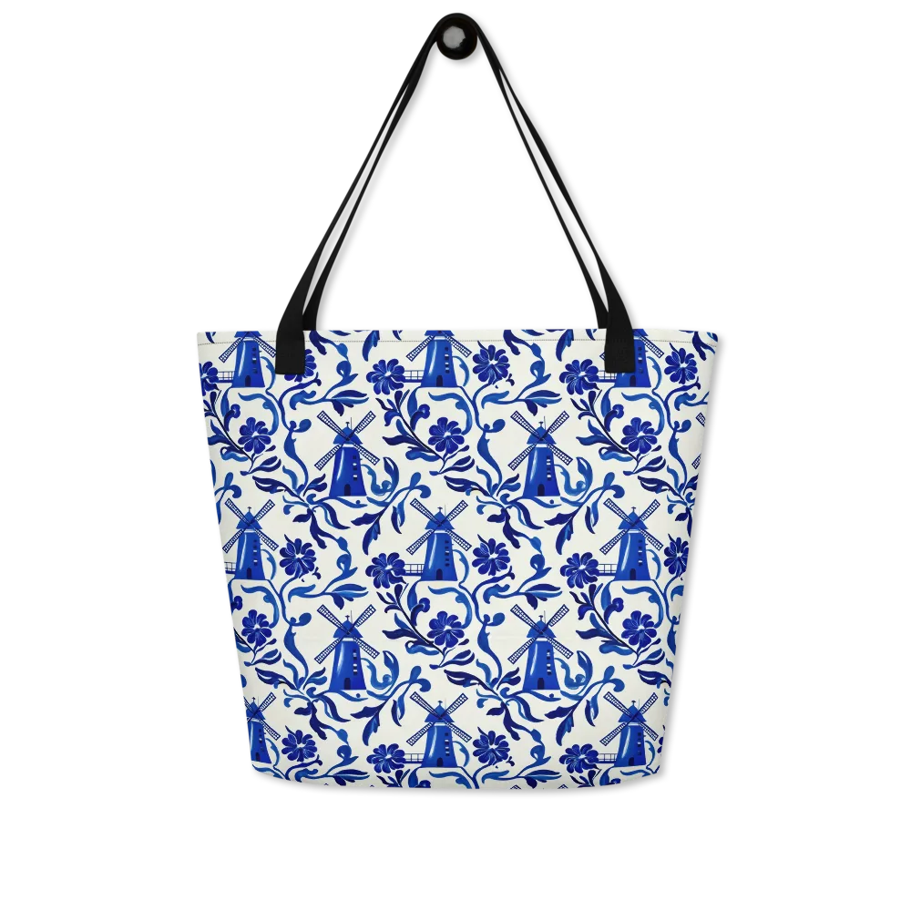 Blue Delft Breeze on Large Tote Bag W/ Pocket — Front