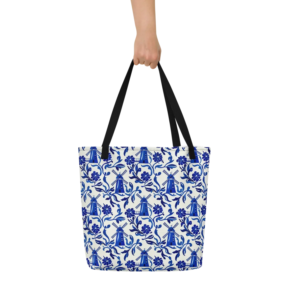 Blue Delft Breeze on Large Tote Bag W/ Pocket — Front