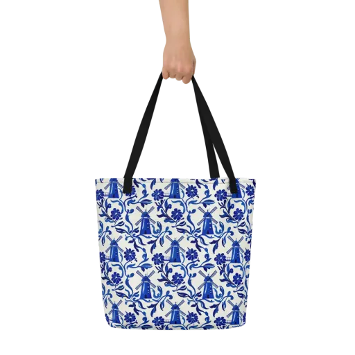 Blue Delft Breeze on a Large Tote Bag W/ Pocket