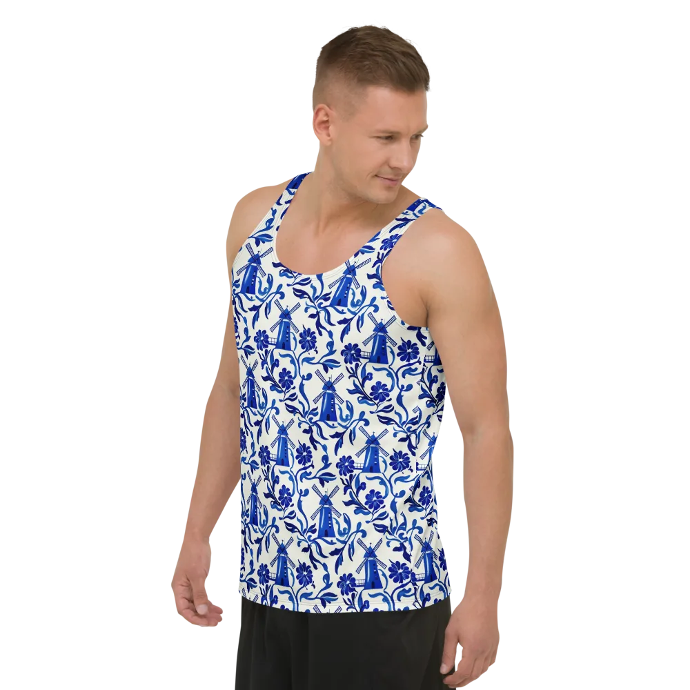 Blue Delft Breeze on Men's Tank Top — Left Front