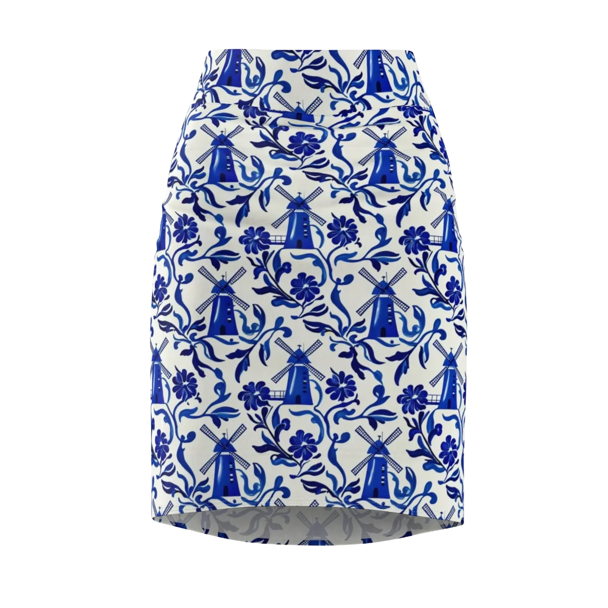 Blue Delft Breeze on Pencil Skirt — Front