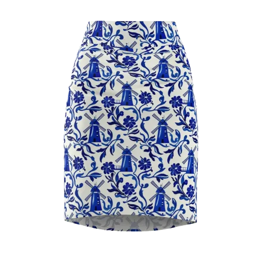 Blue Delft Breeze on a Pencil Skirt