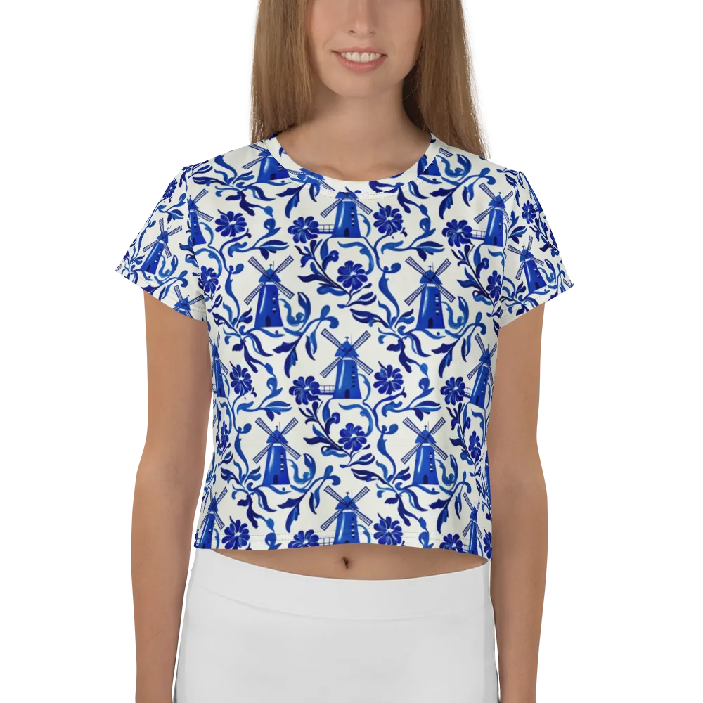 Blue Delft Breeze on Crop Tee — Front