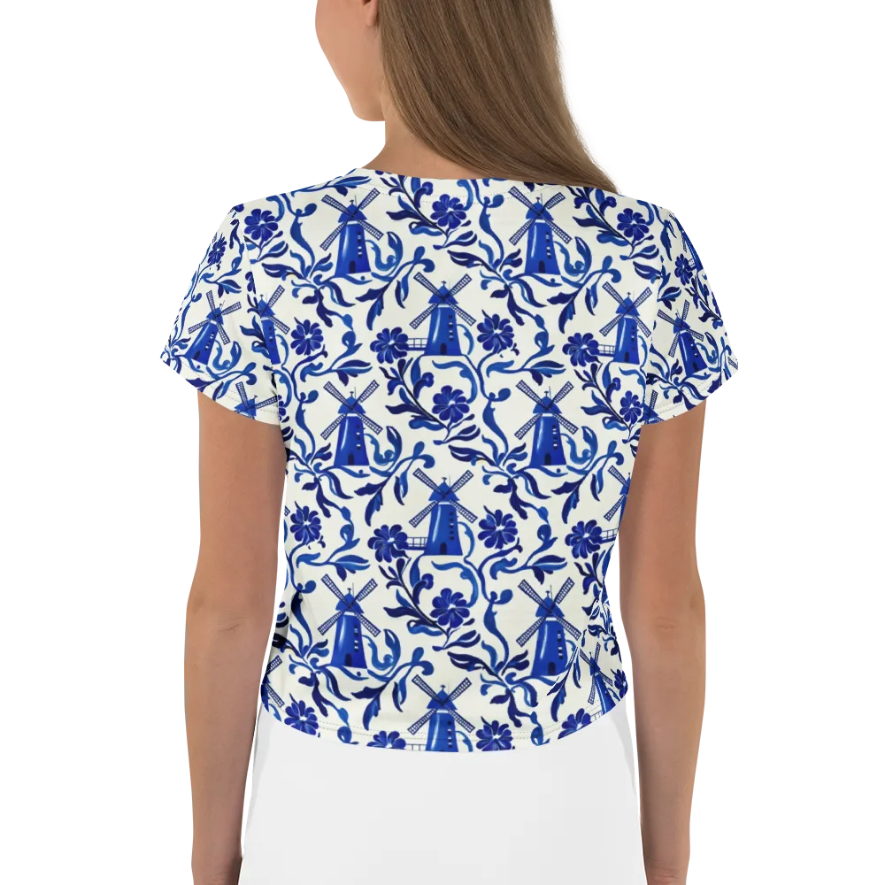 Blue Delft Breeze on Crop Tee — Back