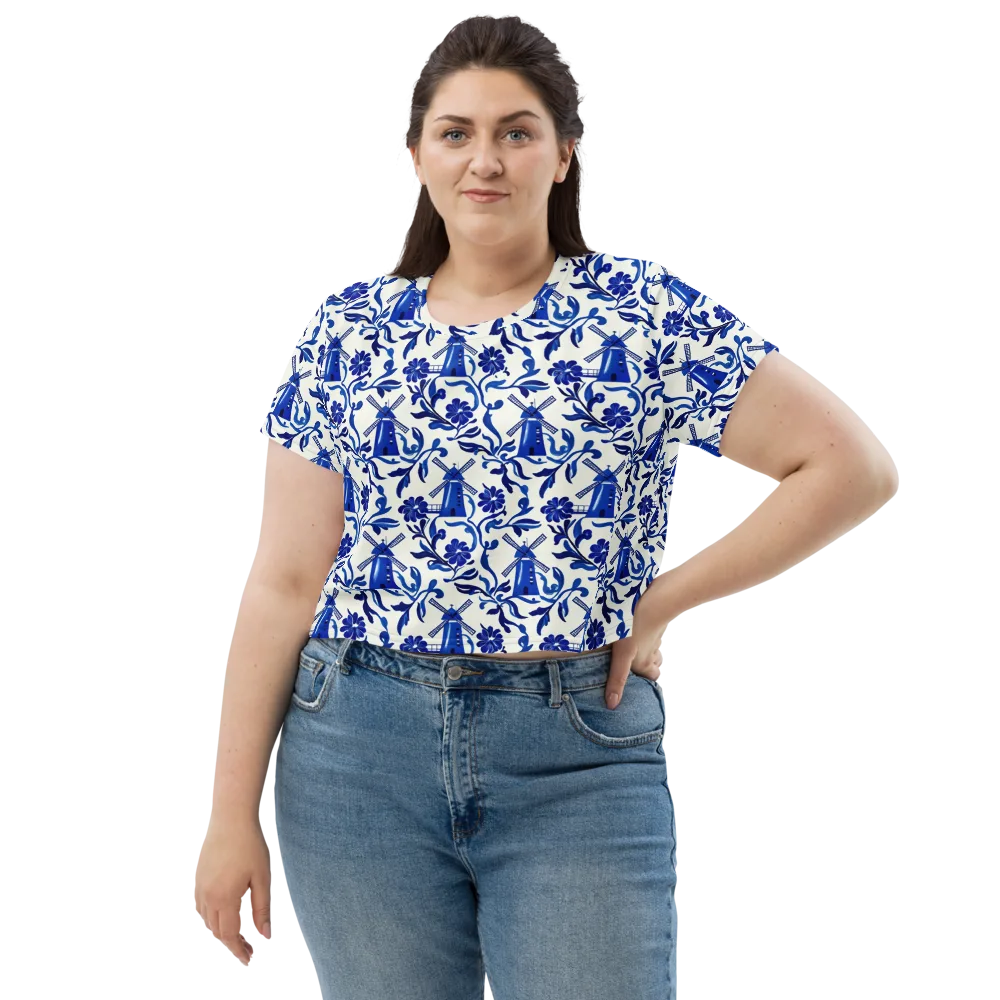 Blue Delft Breeze on Crop Tee — Front