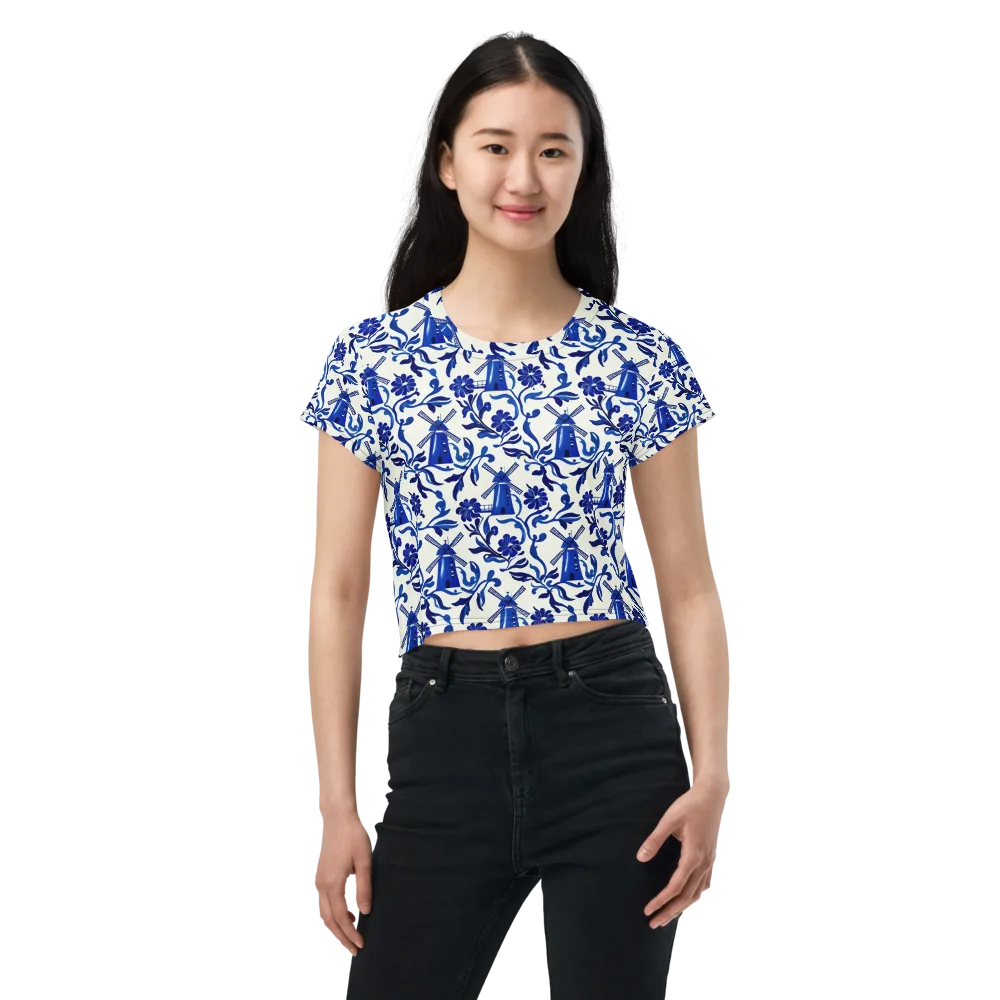 Blue Delft Breeze on Crop Tee — Front