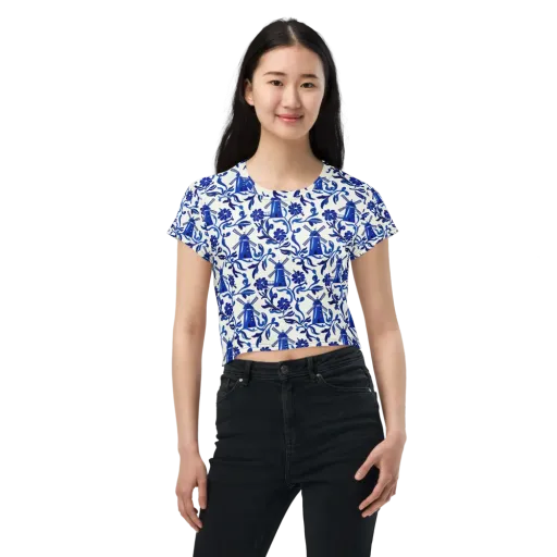 Blue Delft Breeze on a Crop Tee