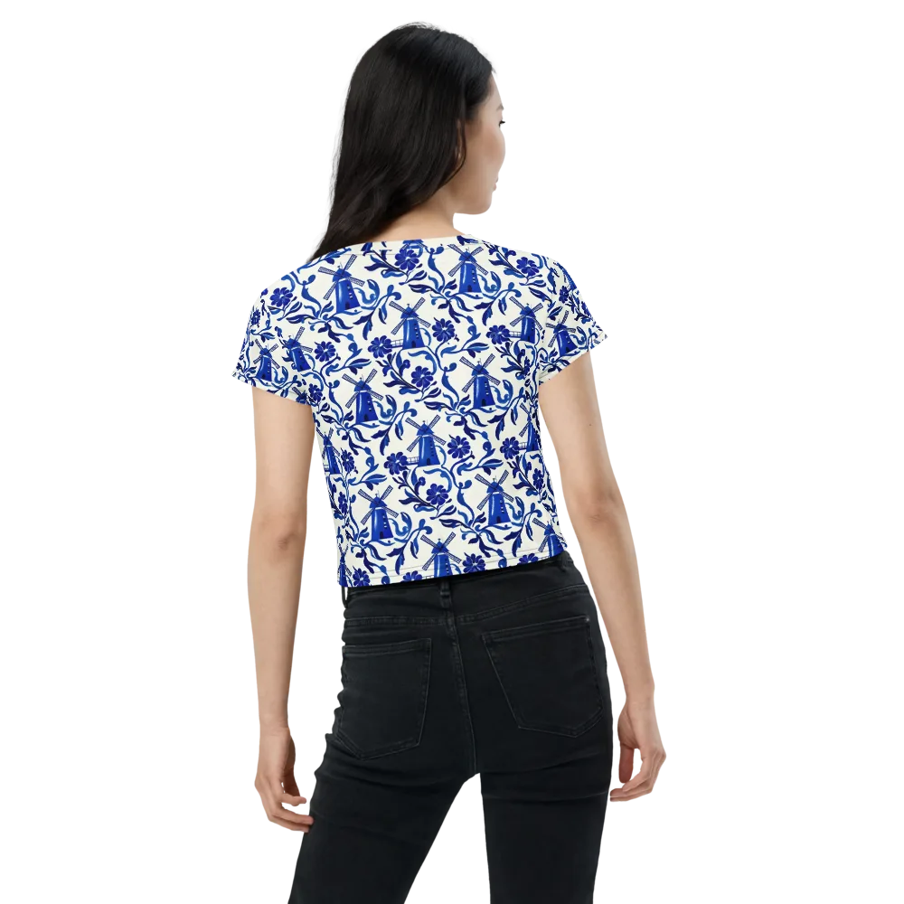 Blue Delft Breeze on Crop Tee — Back