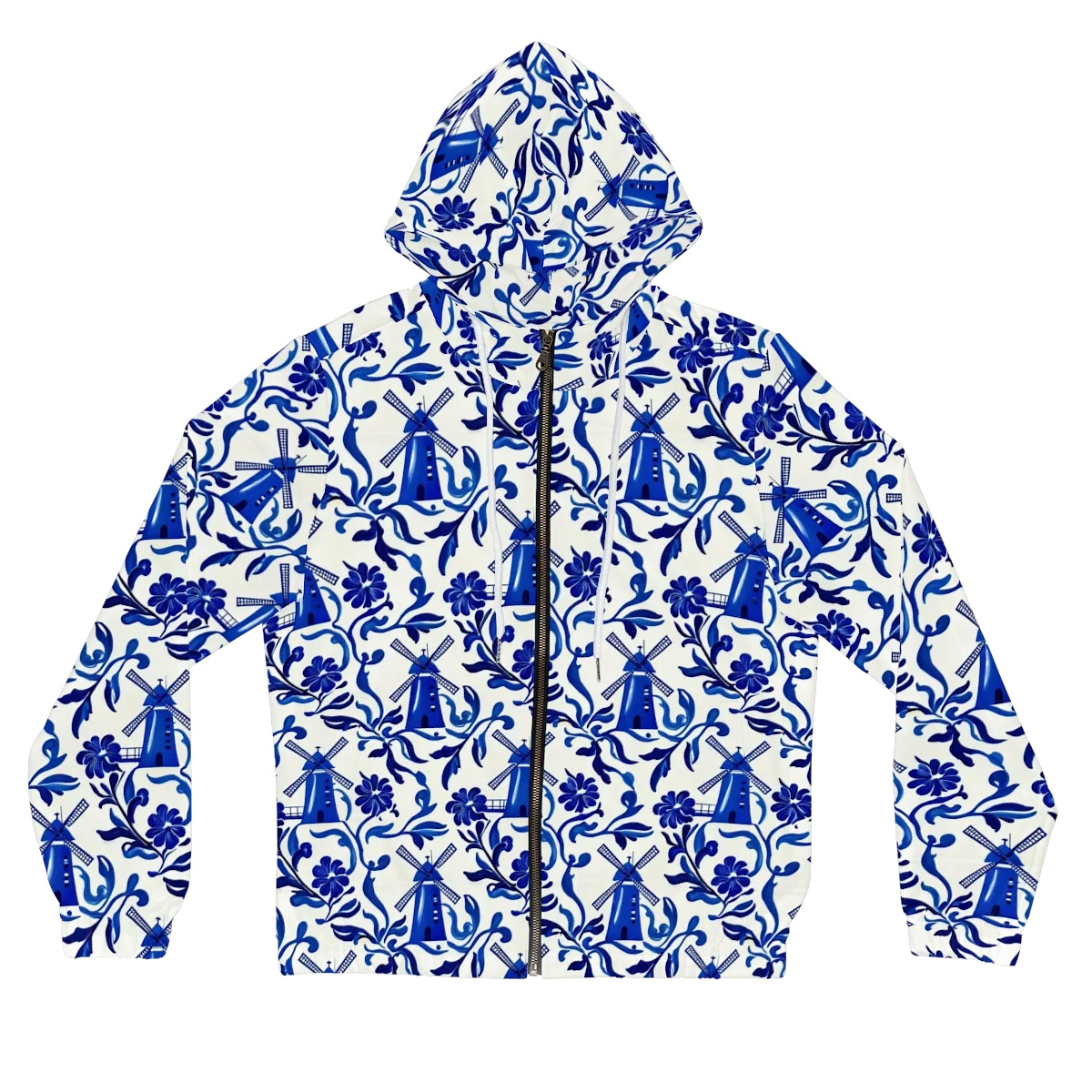 Blue Delft Breeze on Women's Full-Zip Hoodie — Front