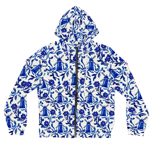 Blue Delft Breeze on a Women's Full-Zip Hoodie