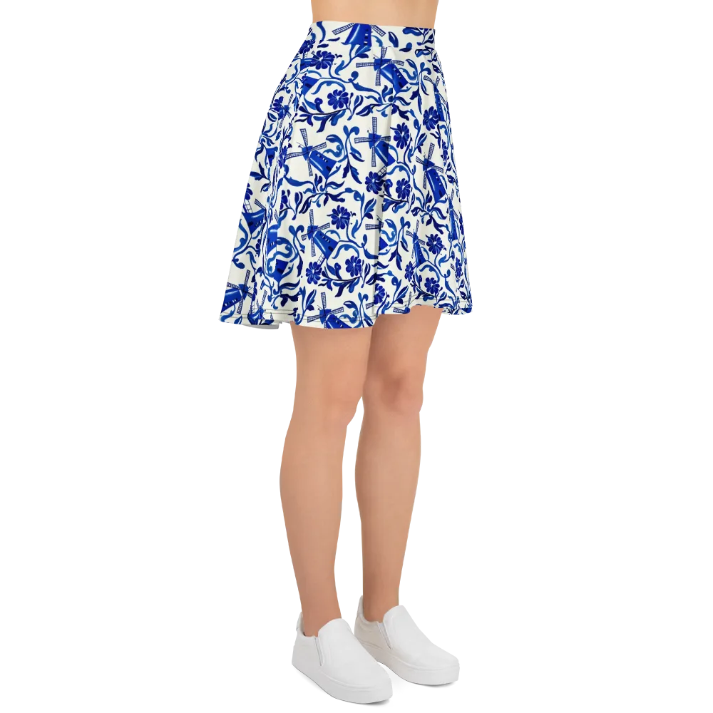 Blue Delft Breeze on Skater Skirt — Right