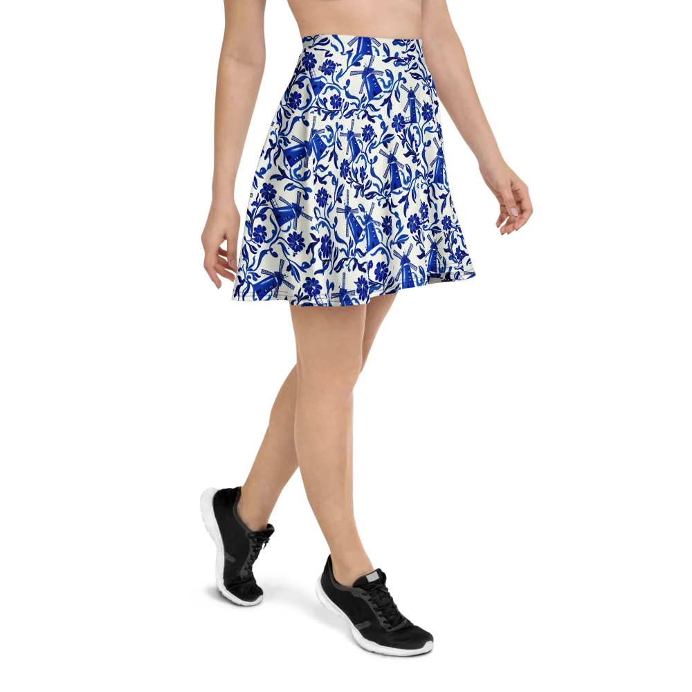 Blue Delft Breeze on Skater Skirt — Right