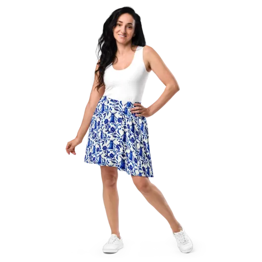 Blue Delft Breeze on a Skater Skirt