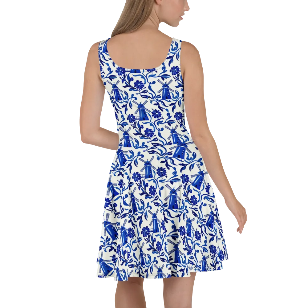Blue Delft Breeze on Skater Dress — Back