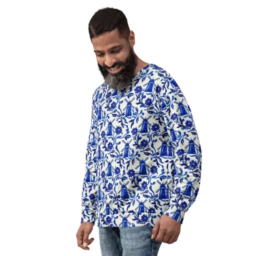 Blue Delft Breeze on a Sweatshirt